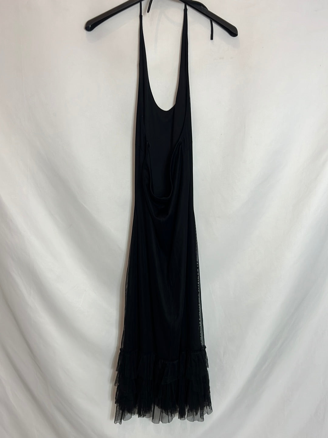 JOSEPH RIBKOFF. Vestido midi negro pedrería. T 40