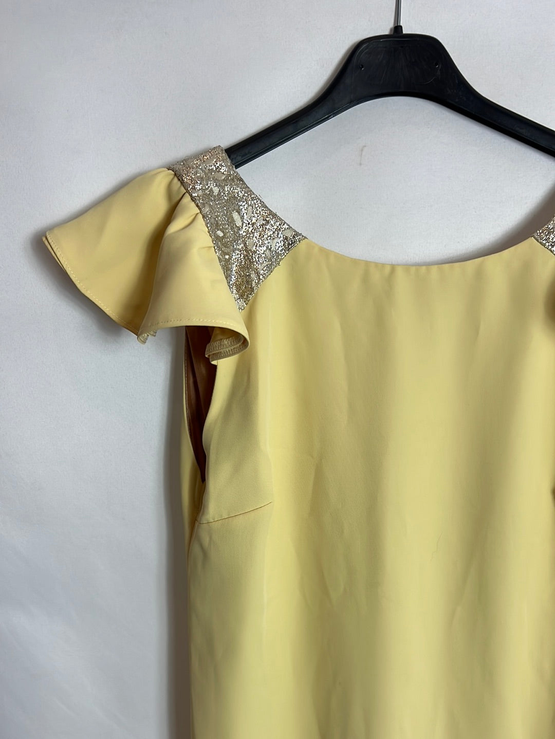 MYSULAFISH. Vestio midi amarillo claro detalles. T S