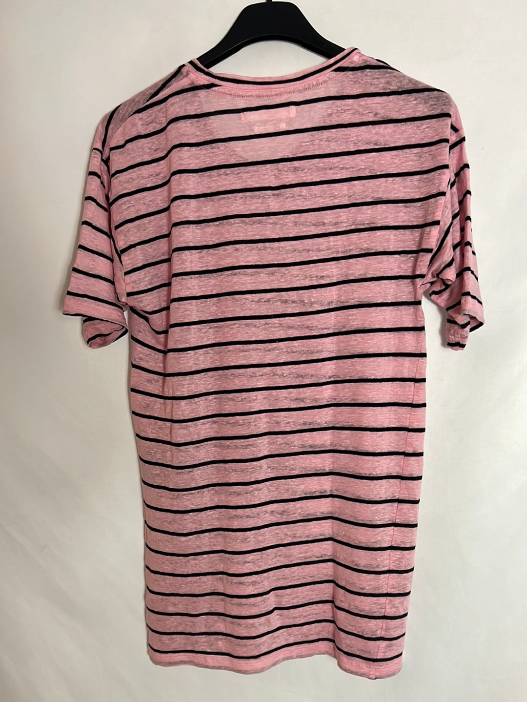 ISABEL MARANT. Camiseta rosa rayas negras. T S