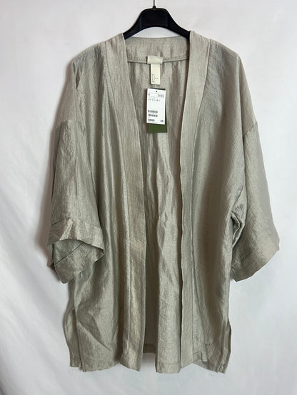 H&M. Kimono beige brillos. T L