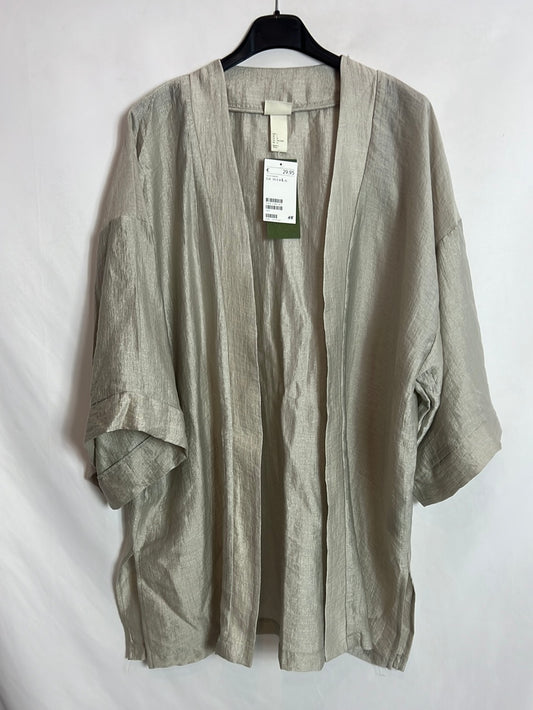 H&M. Kimono beige brillos. T L