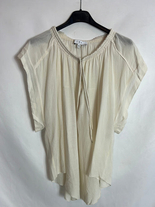 IRO. Top beige claro corchetes. T 34