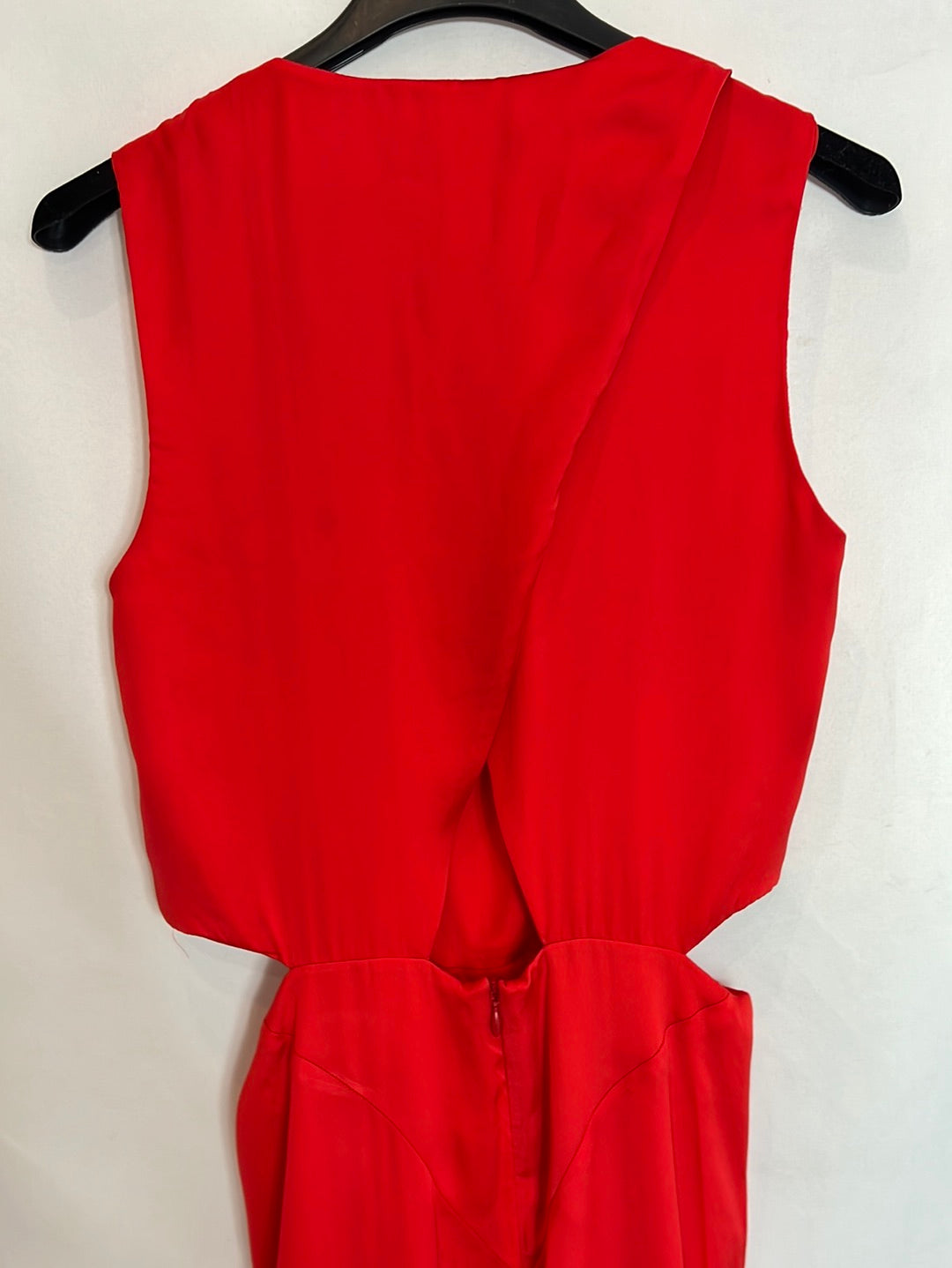 MAJE. Vestido largo asimétrico rojo. T 1 (34)