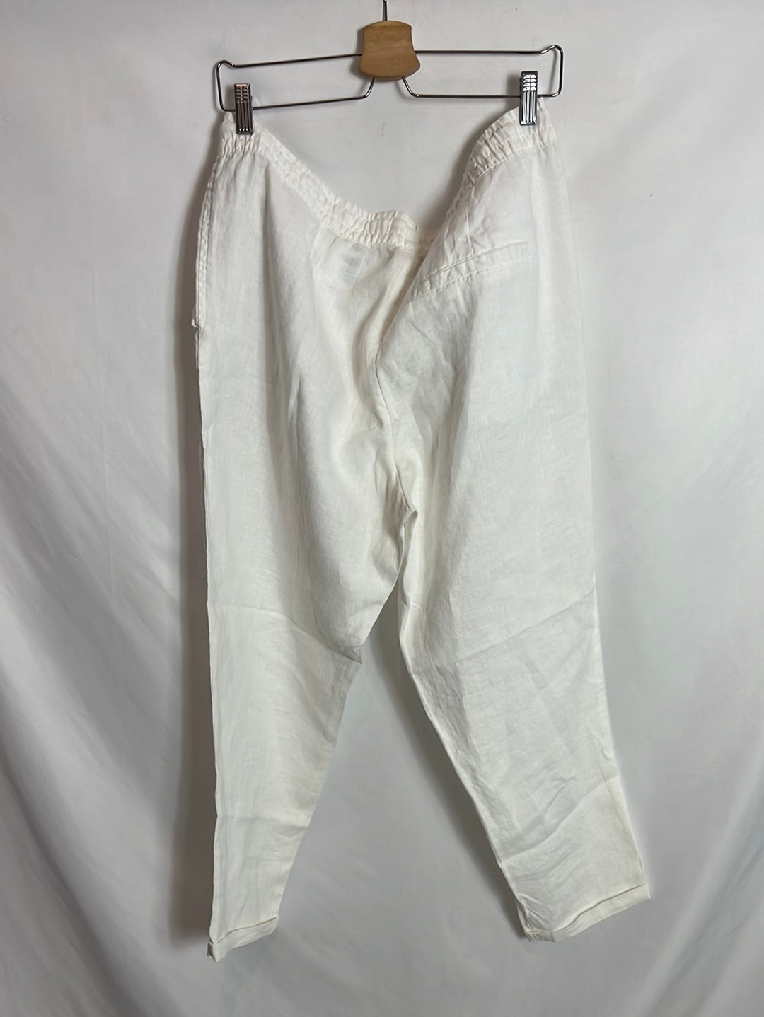 H&M. Pantalón lino blanco roto.T 46