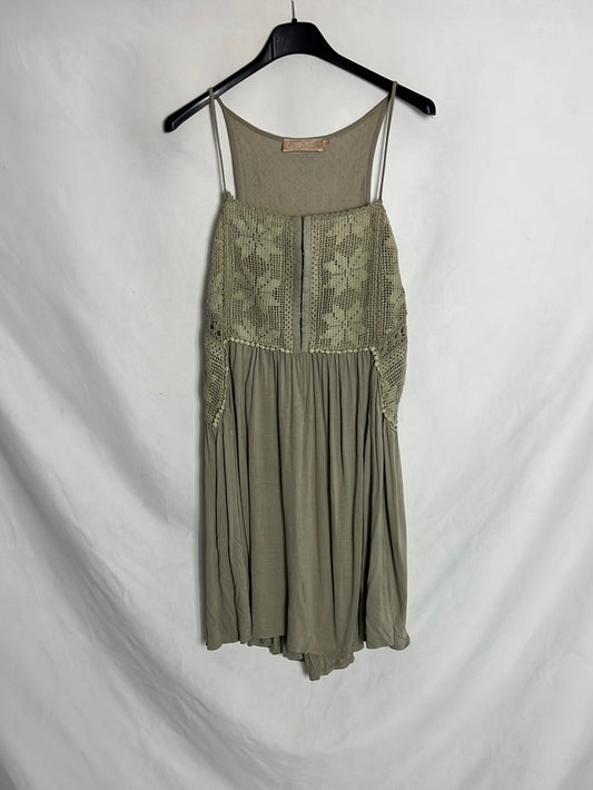 BDBA. Vestido corto crochet beige. T 36