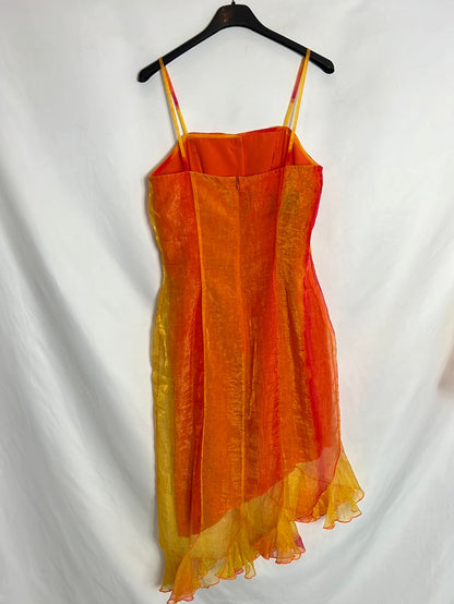 ANTONIO LOBATO. Vestido naranja gasa T.44