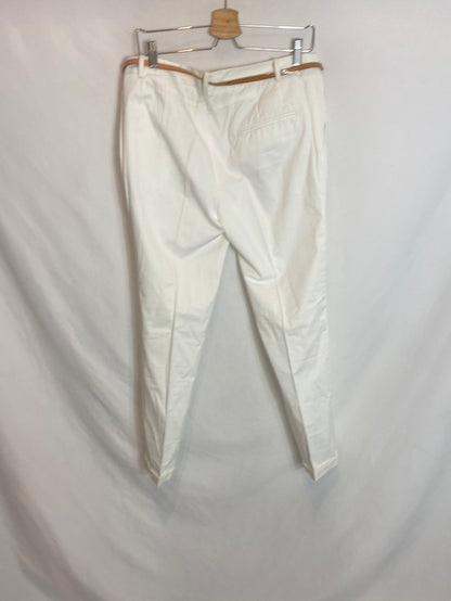 SFERA. Pantalón pinzas blanco. T.44