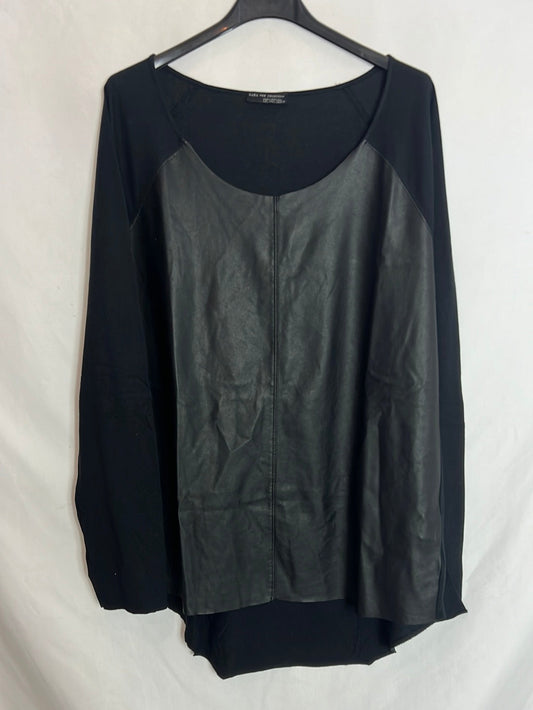 ZARA. Top manga larga doble textura. T L