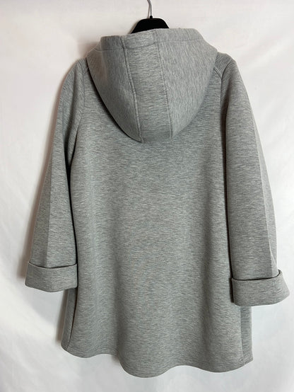 ZARA . Chaqueta larga capucha gris. T S (tara)