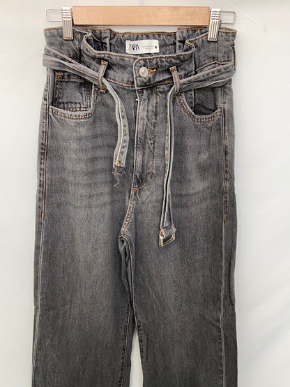 ZARA.Jeans rectos anchos grises T.34