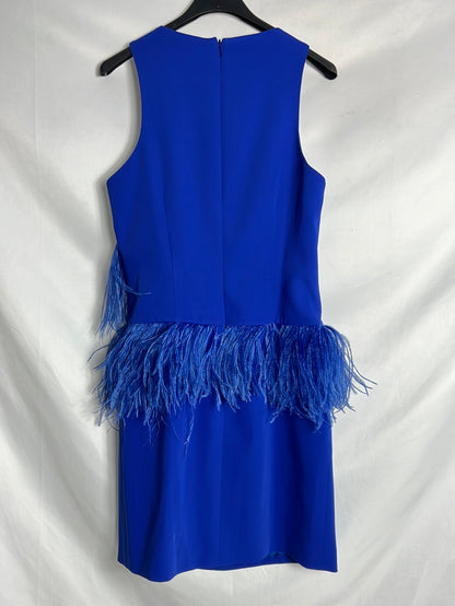 EDICION LIMITADA.Vestido azul plumas T.38