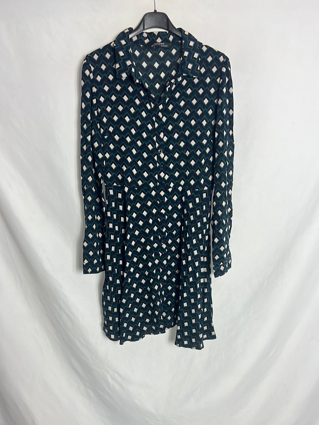 ZARA. Vestido corto estampado geométrico. T M