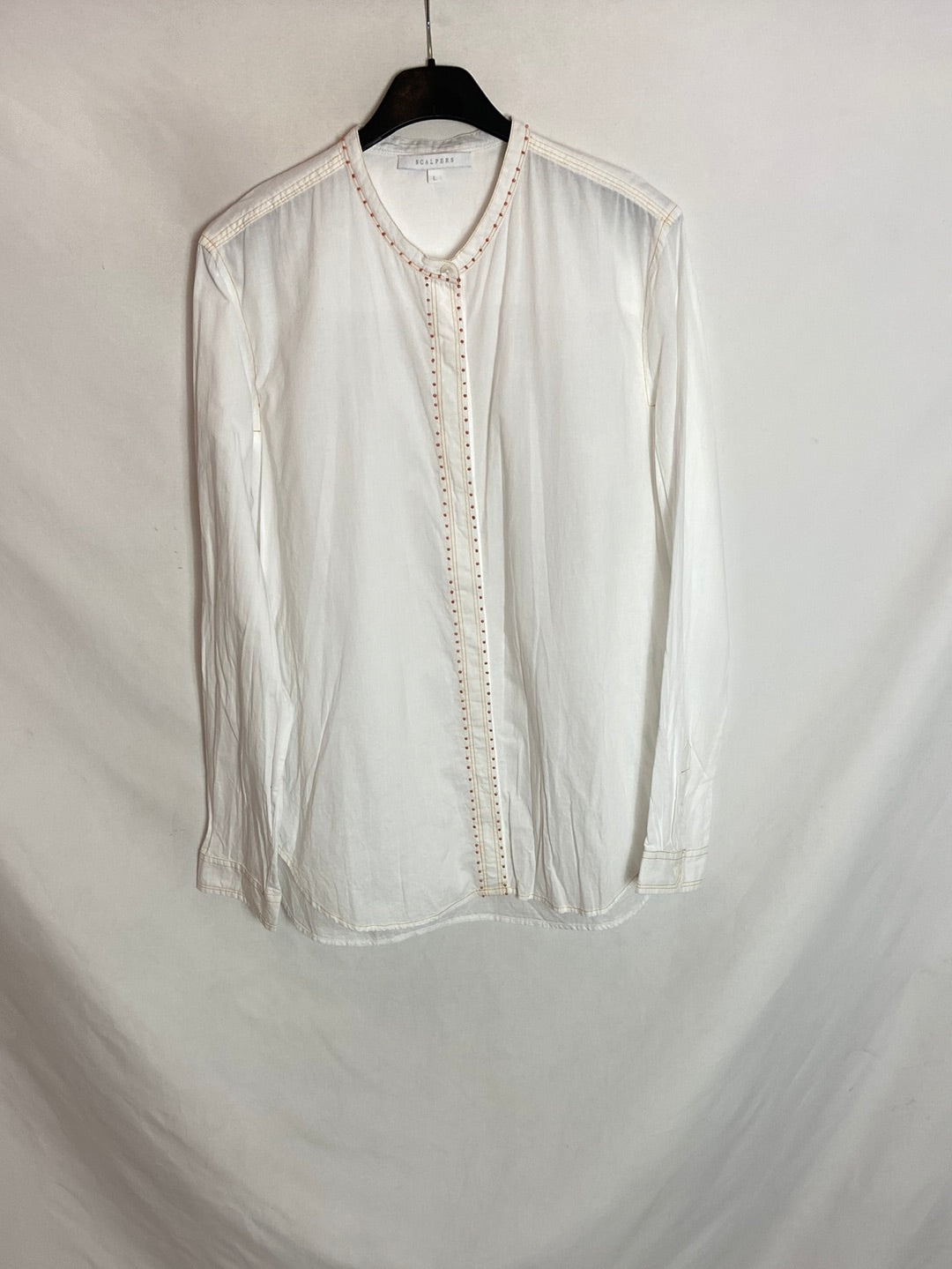 SCALPERS. Blusa blanca abalorios T.L