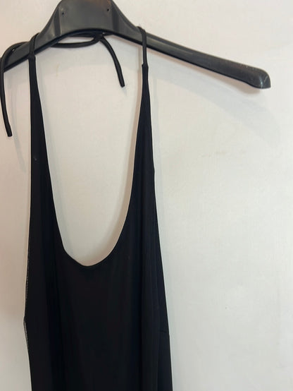 JOSEPH RIBKOFF. Vestido midi negro pedrería. T 40