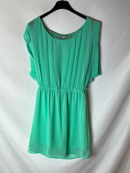 SILVIAN HEACH. Vestido corto gasa verde.  T XS (tara)