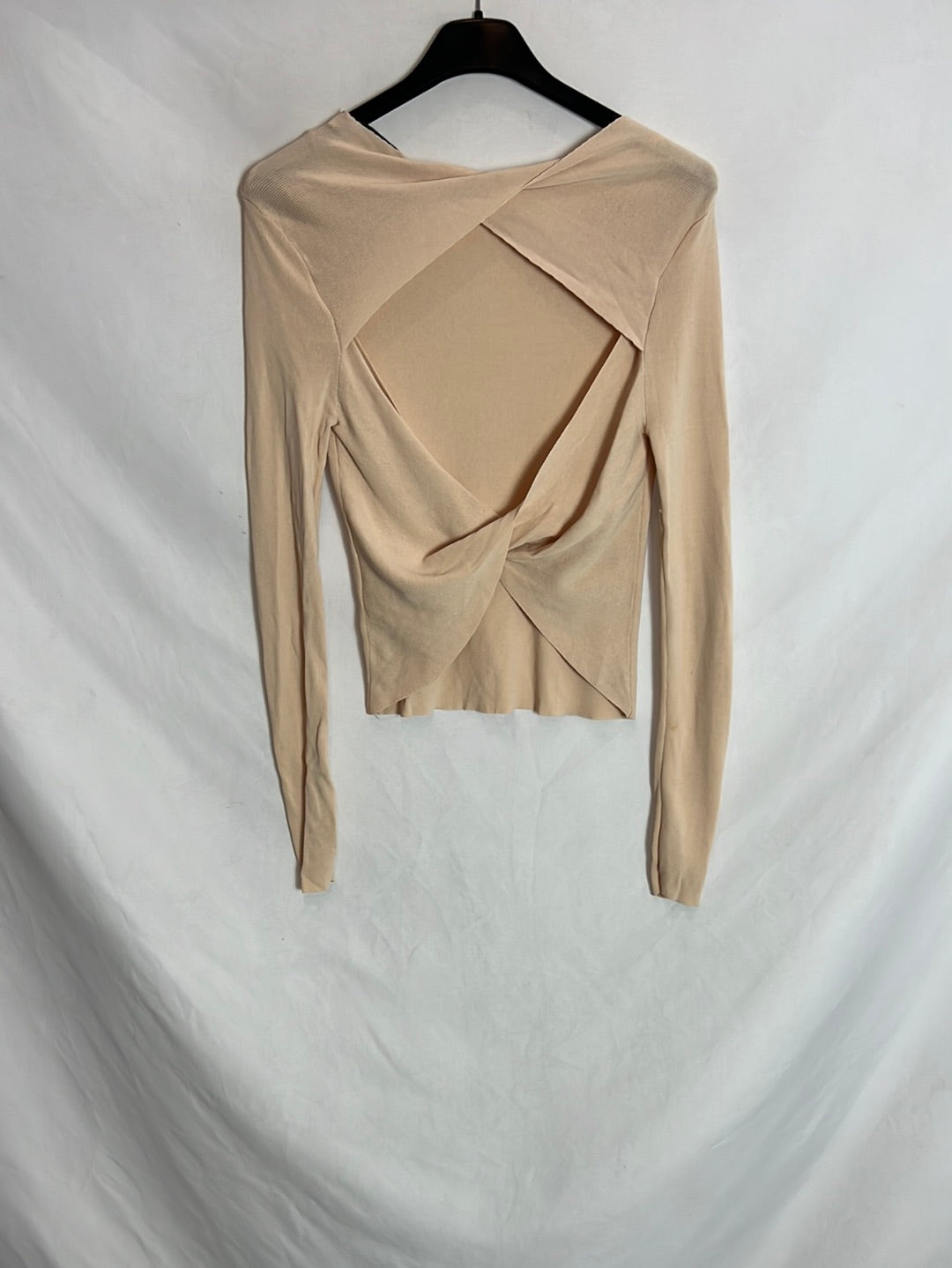 ZARA. Jersey fino beige espalda cruzada. T S