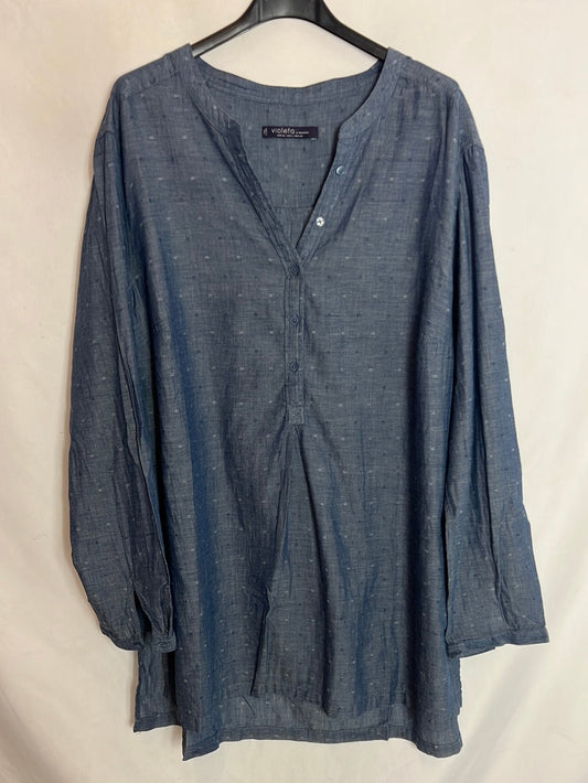 VOLIETA BY MANGO. Blusa azul larga aperturas. T XL