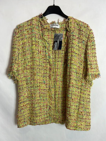 FASHION GROUP. Chaqueta tweed verde lima colores. T M