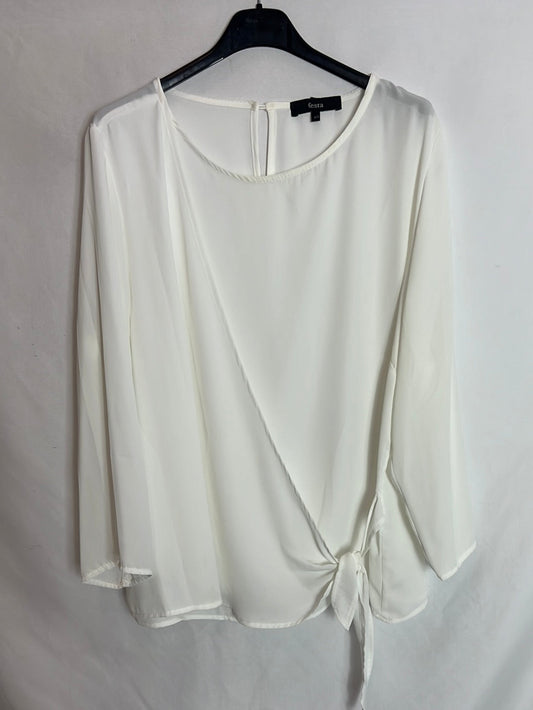 FESTA. Blusa blanca fluida lazada. T 48