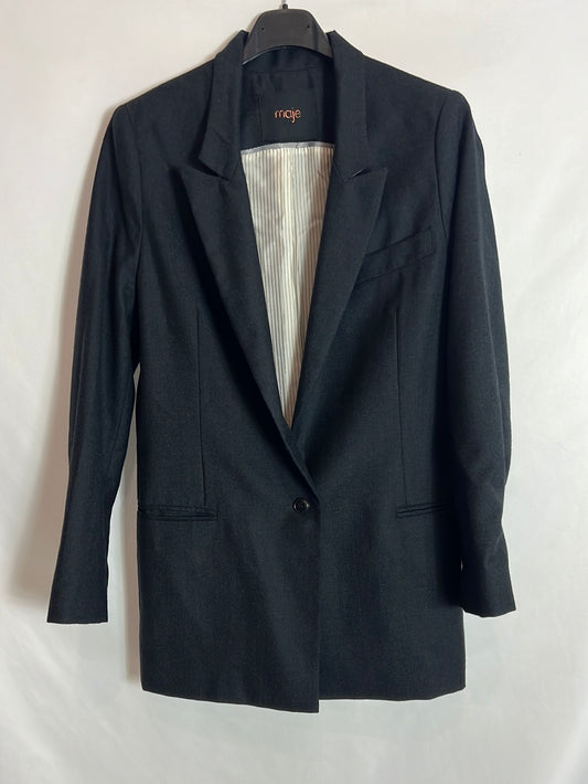 MAJE. Blazer larga gris marengo. T 38