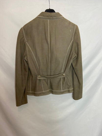 PAULE KA. Chaqueta beige piel T.42( M) vintage TARA