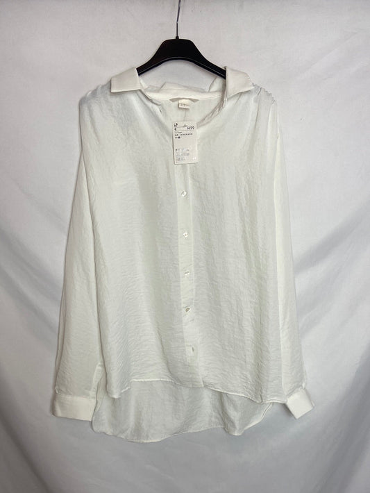 H&M. Camisa blanca fluida T.46