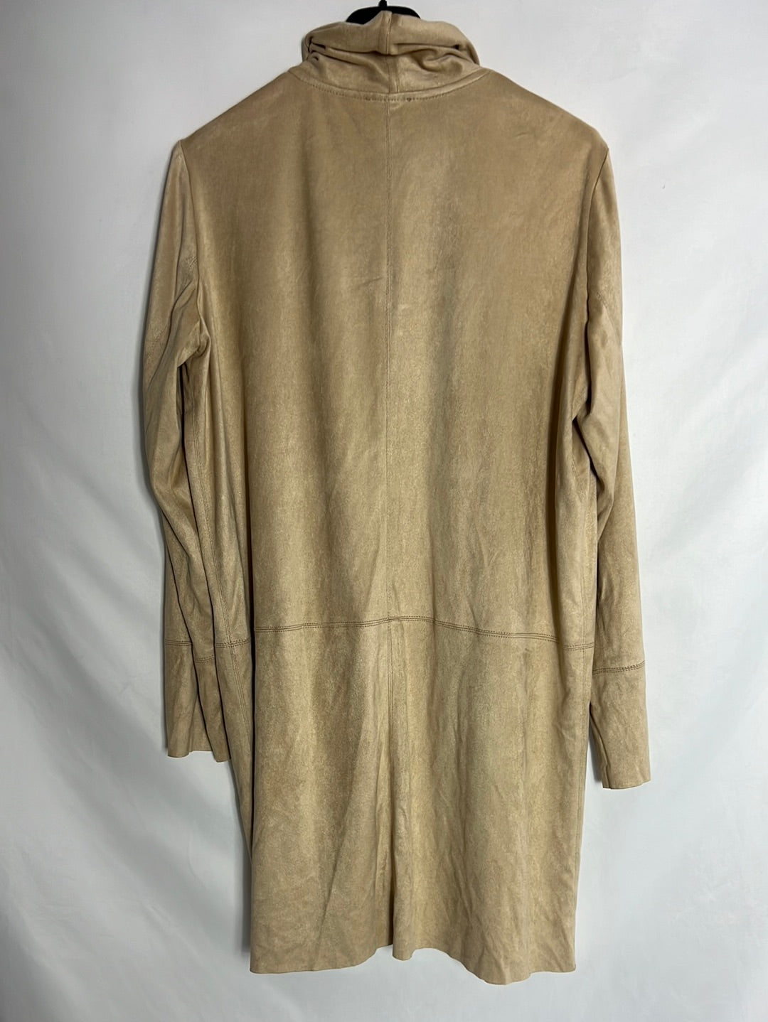 MANIA. Chaqueta larga fluida efecto piel beige. T S