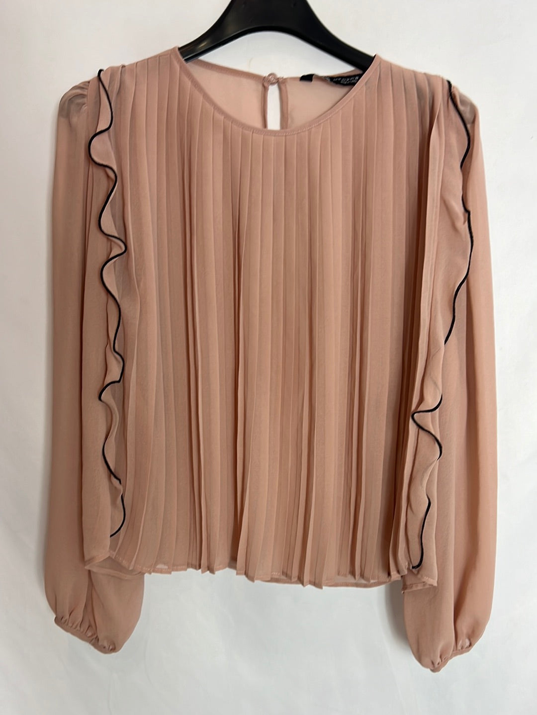 ZARA. Top rosa palo plisado. T M