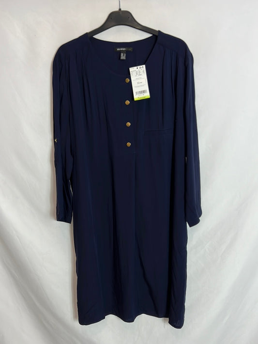 MANGO. Vestido corto azul botones. T XL