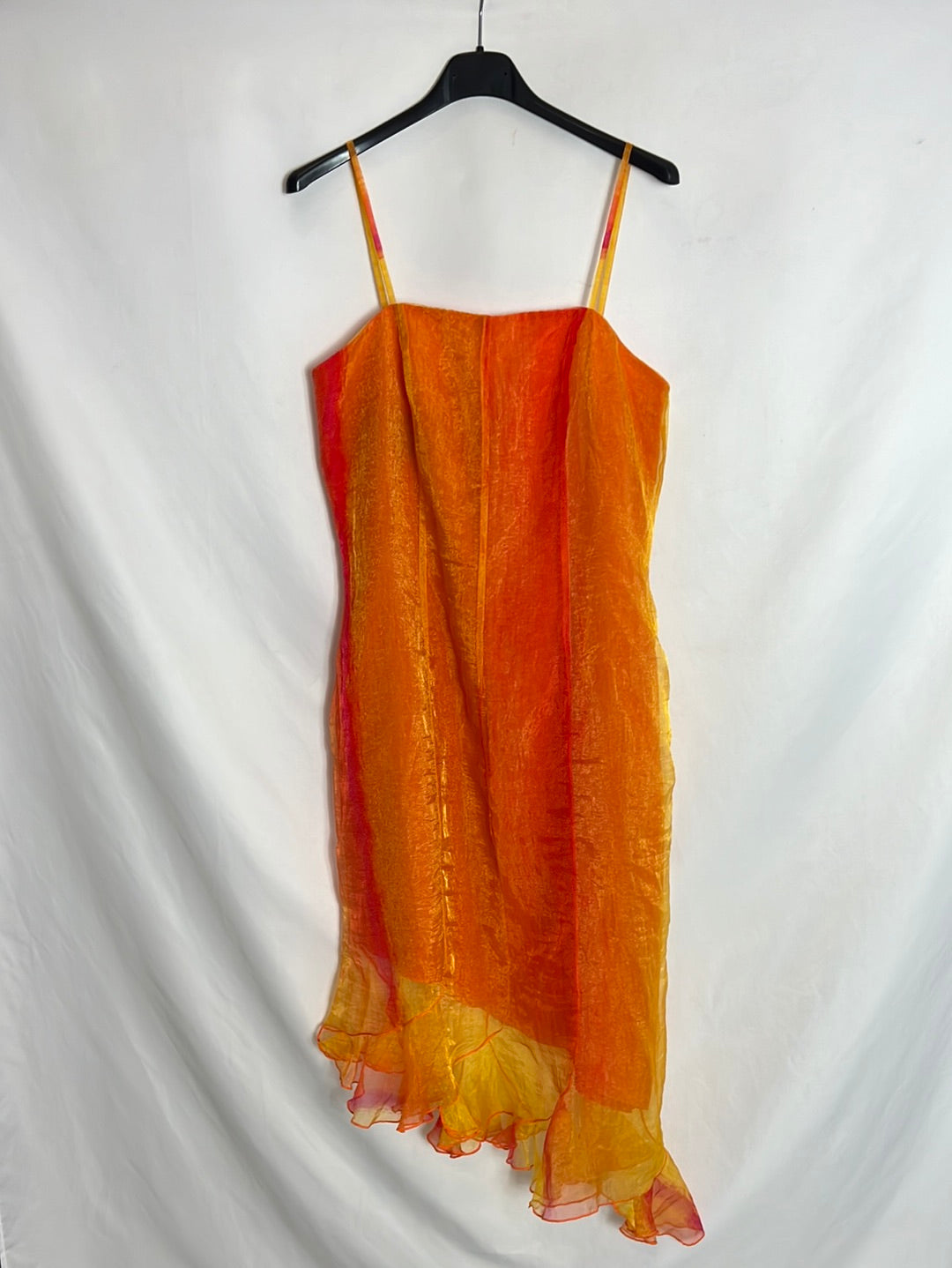 ANTONIO LOBATO. Vestido naranja gasa T.44