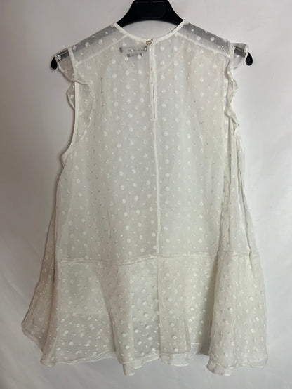 ISABEL MARANT. Top seda semitransparente blanco. T 36