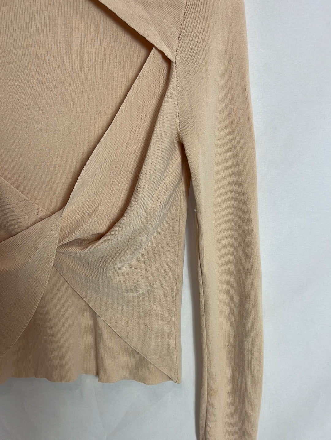 ZARA. Jersey fino beige espalda cruzada. T S