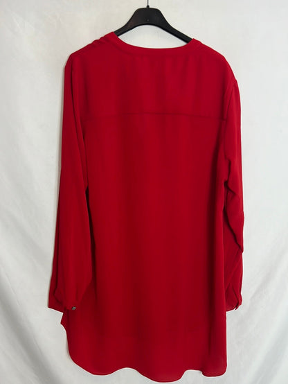 CORTEFIEL. Blusa larga roja fluida. T XL