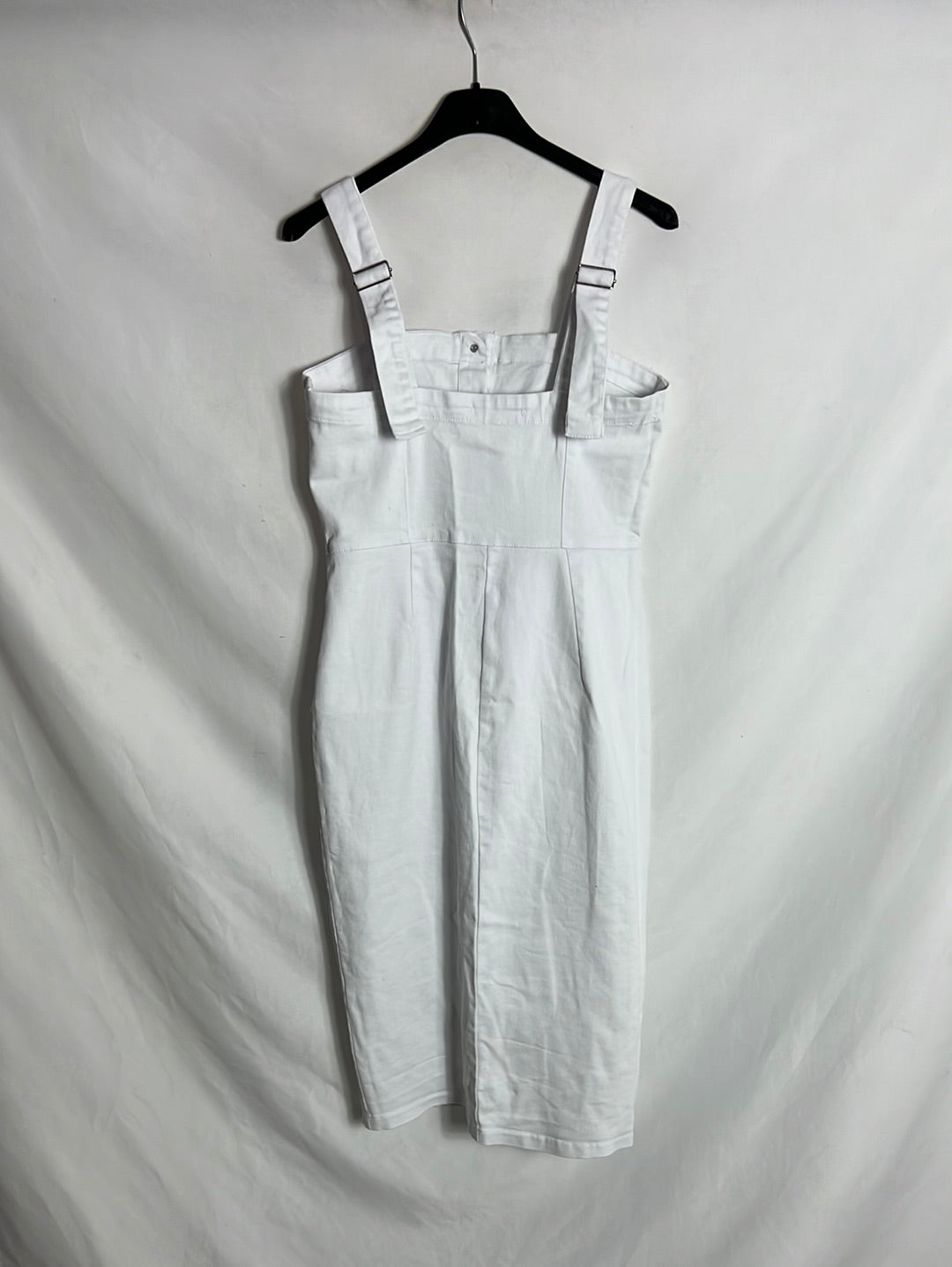 MOSNOVA. Vestido denim blanco abotonado. T S