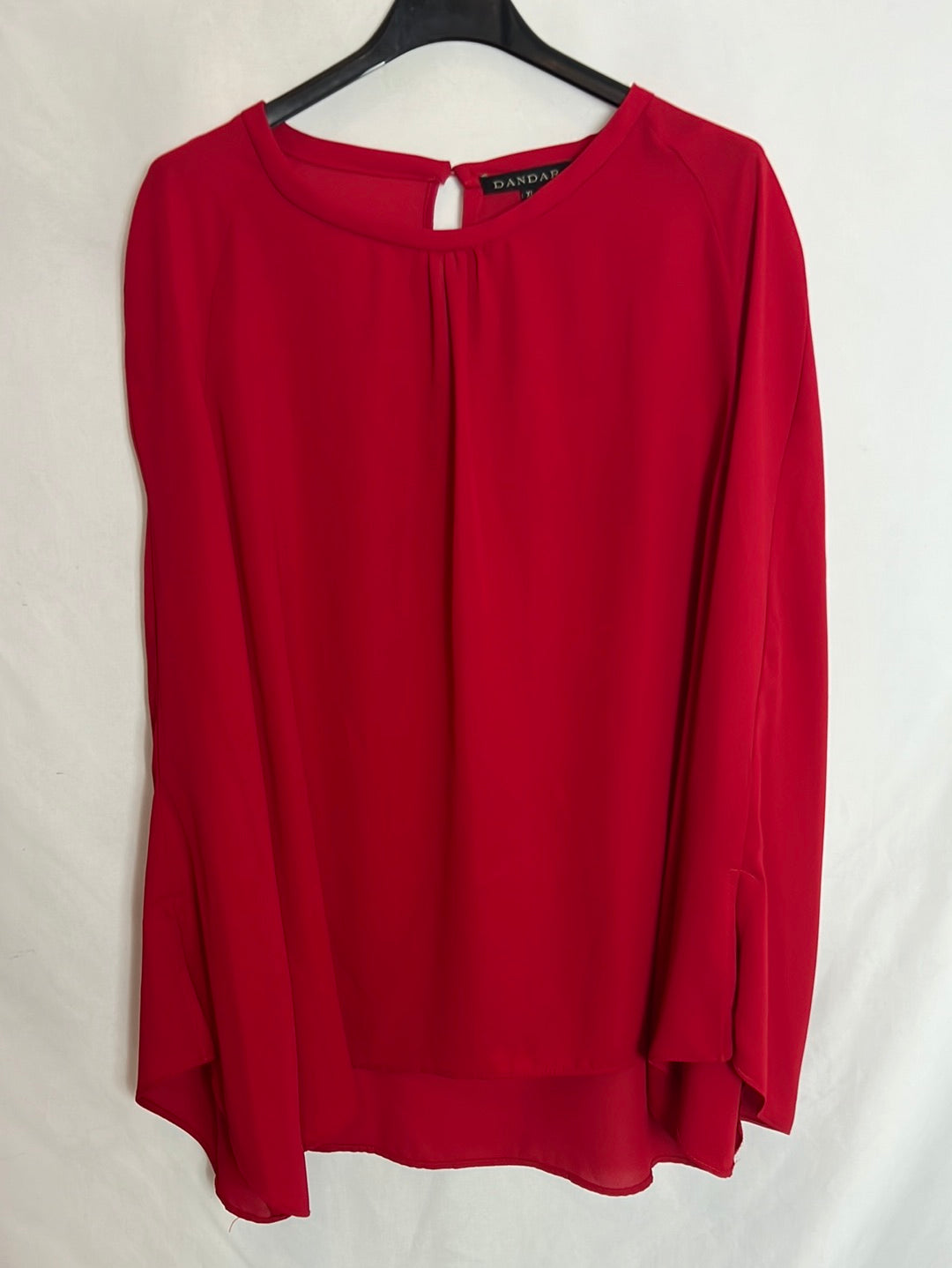 DANDARA. Blusa roja fluida manga volante. T XL