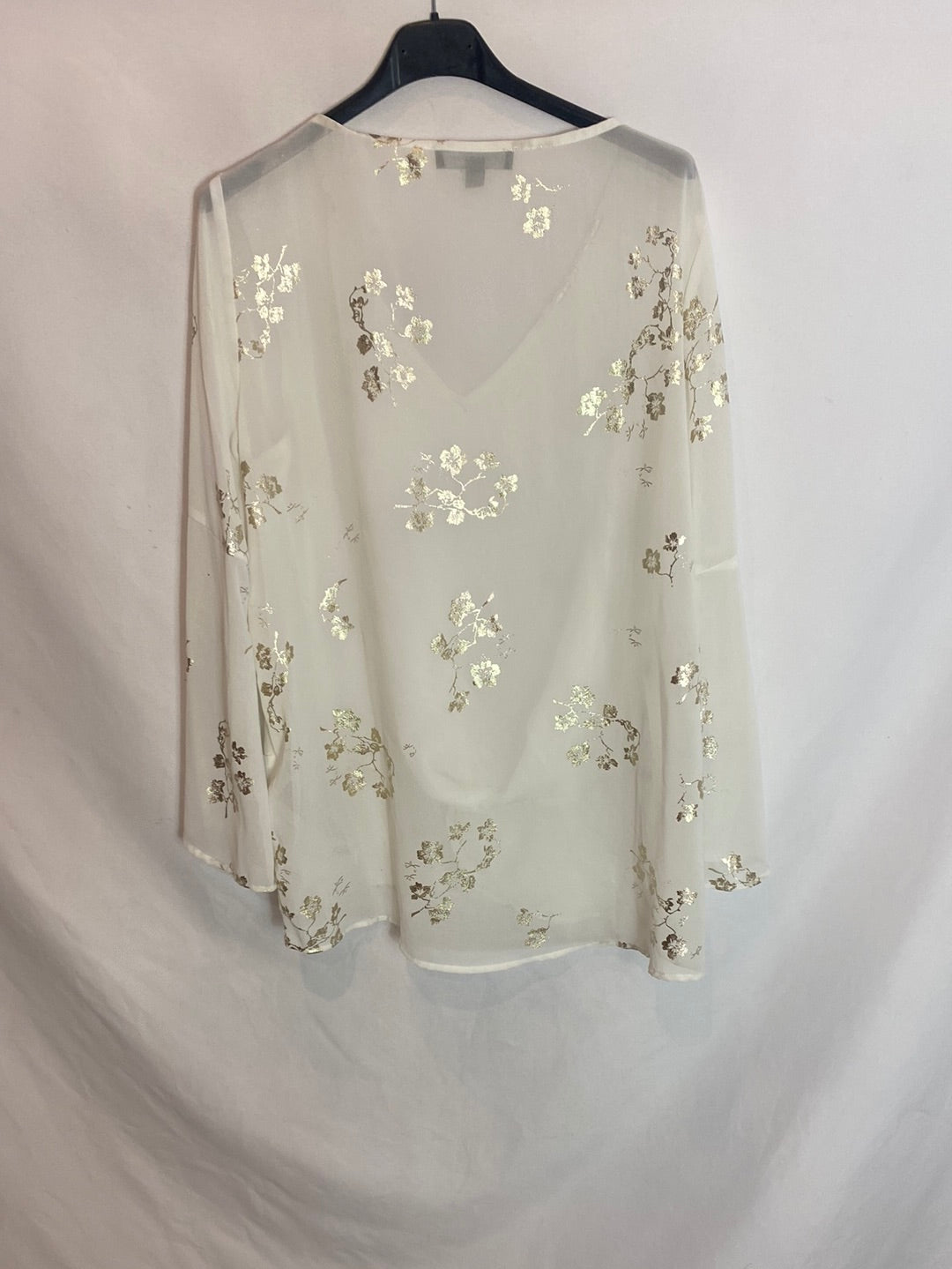 CORTEFIEL. Blusa holgada flores doradas. T.M