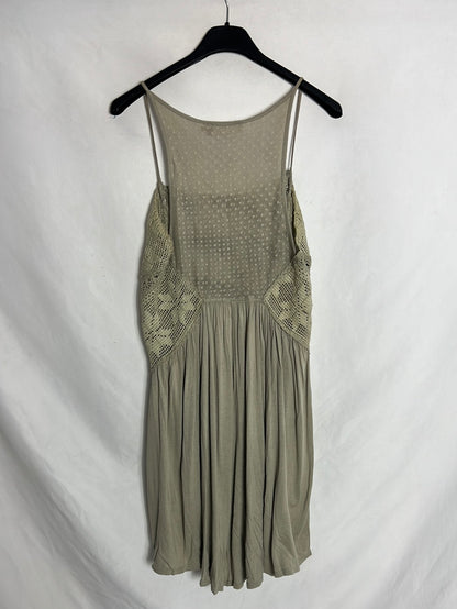 BDBA. Vestido corto crochet beige. T 36