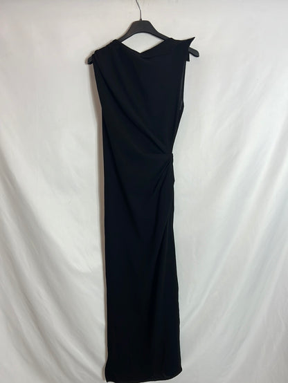 ZARA. Vestido negro textura fruncido. T M