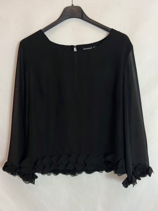 PRIMARK. Blusa negra fluida T.38