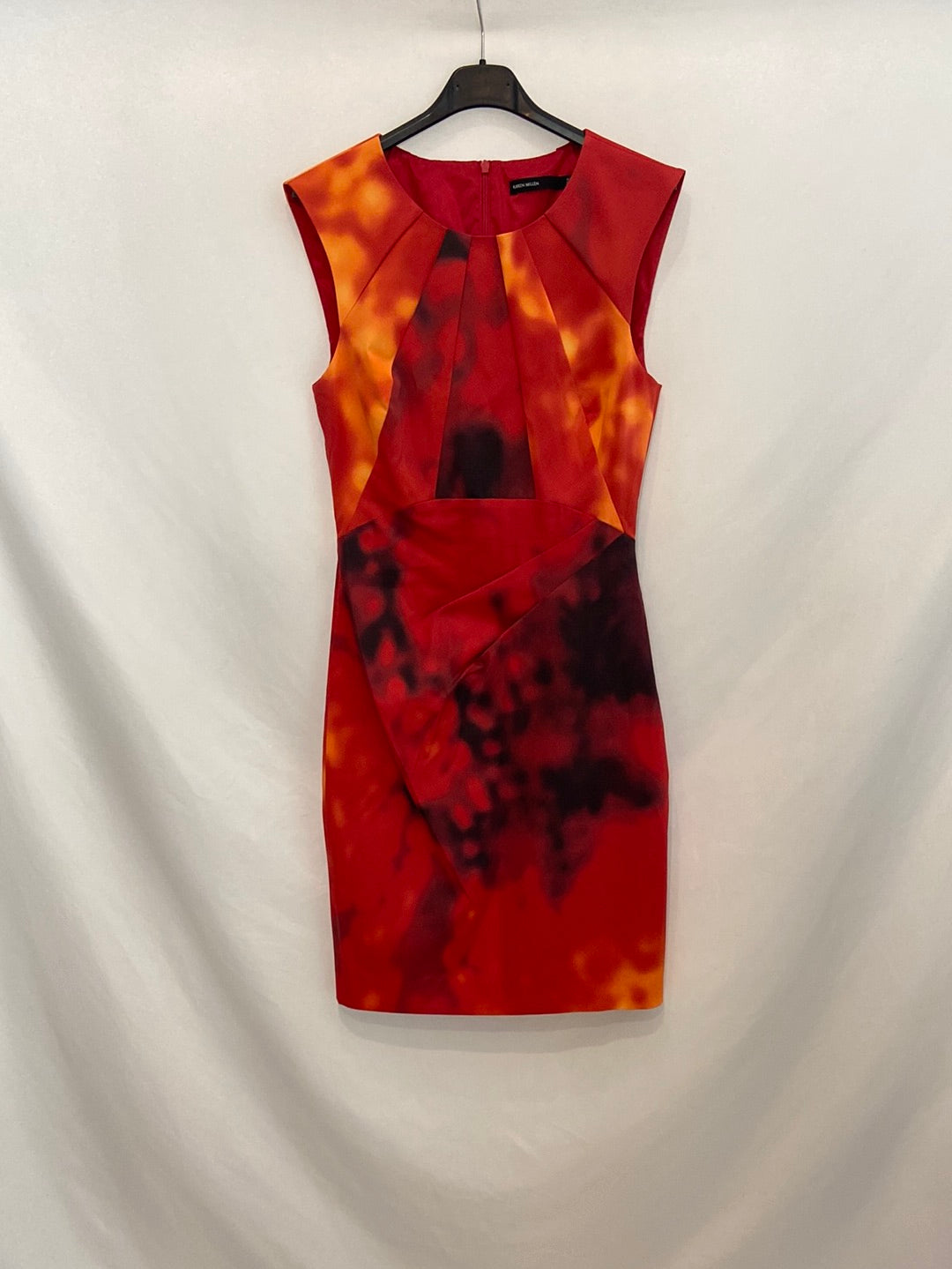 KAREN MILLEN. Vestido corto rojo estampado  T.38