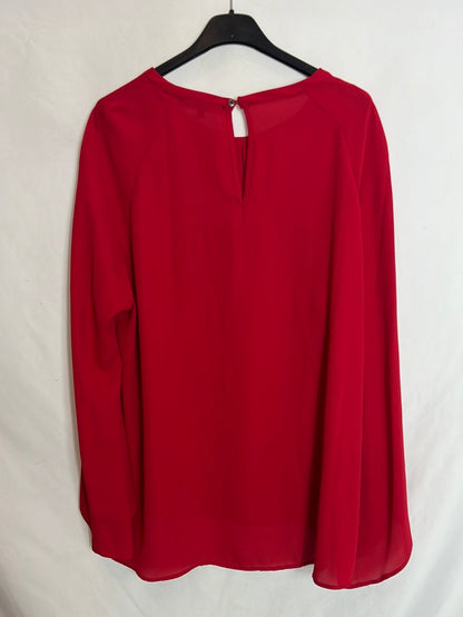 DANDARA. Blusa roja fluida manga volante. T XL