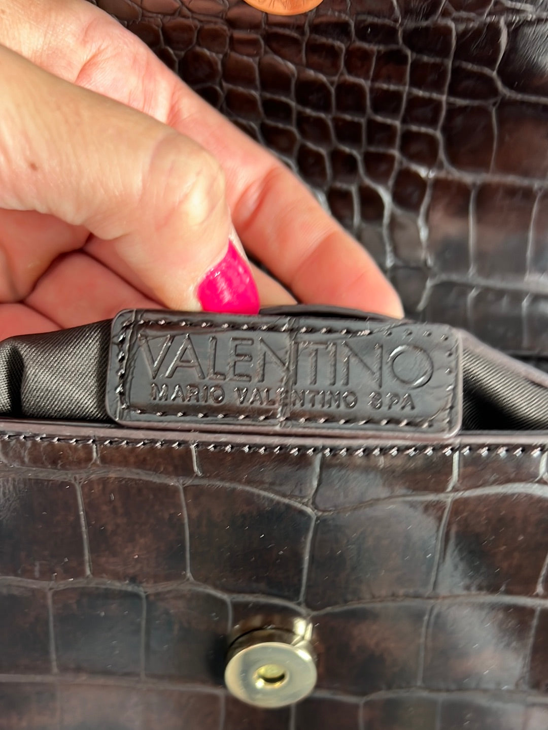 MARIO VALENTINO. Bolso mini marrón asa larga