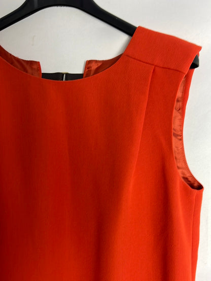 MANGO.Vestido naranja sin mangas T.S