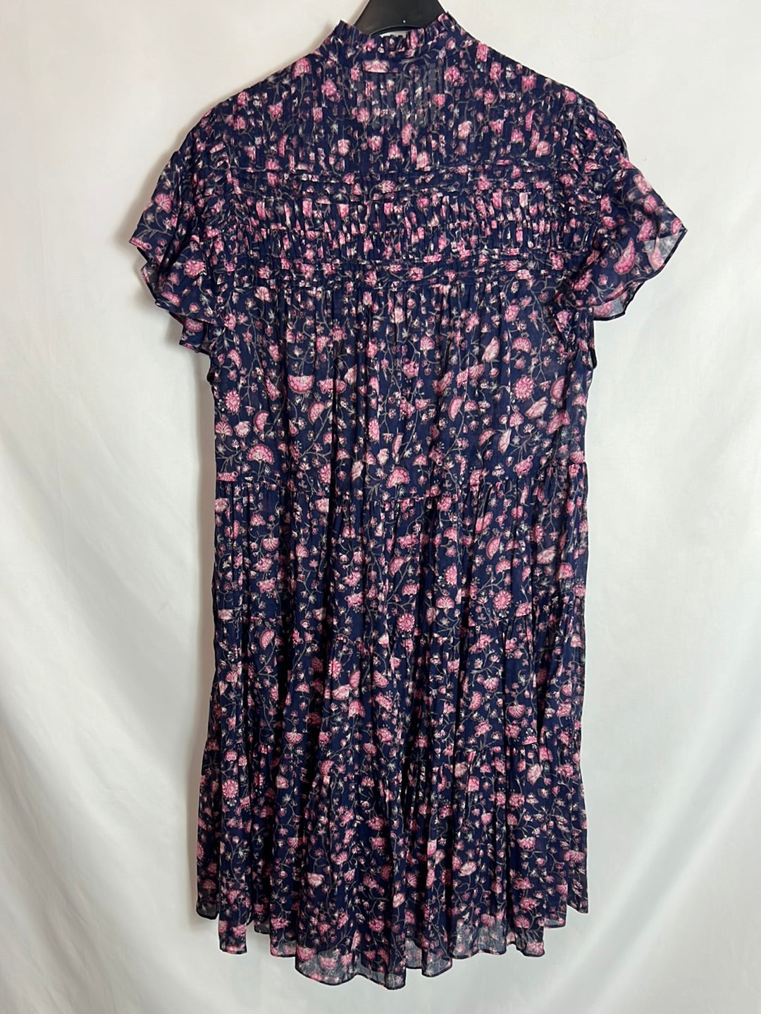 ISABEL MARANT. Vestido corto flores volantes. T 34 (M) (tara)