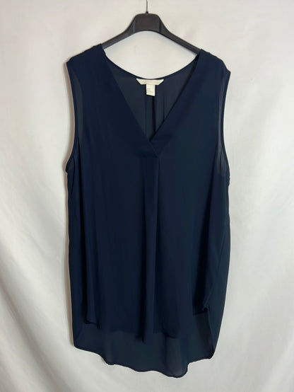 H&M. Top fluido azul asimétrico. T 46