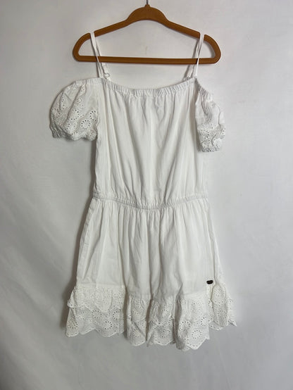 TIFFOSI. Vestido blanco troquelado. T 4-5 años