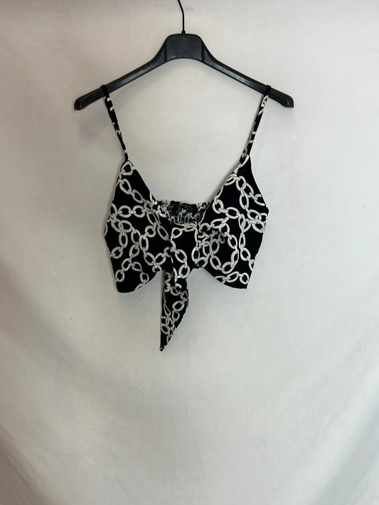 ZARA. Crop top lazo cadenas. T.XS