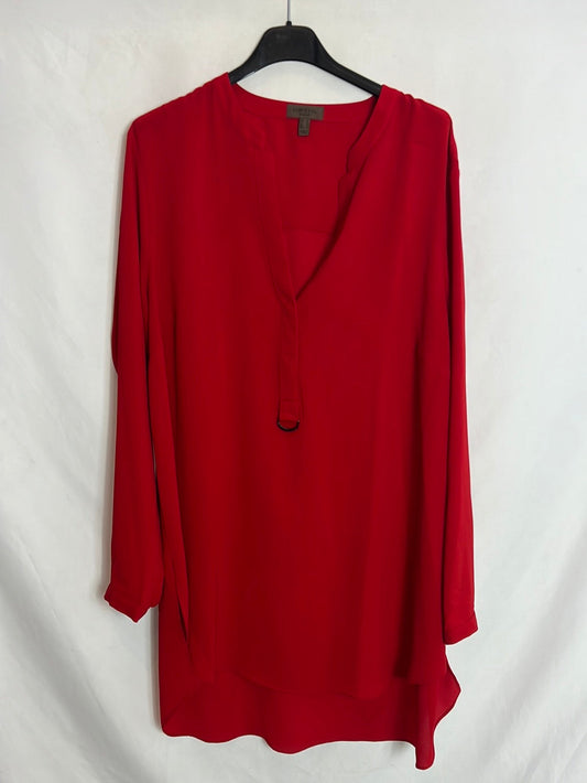 CORTEFIEL. Blusa larga roja fluida. T XL