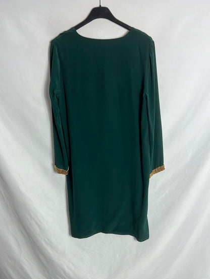 ELLA LUNA. Vestido corto seda verde. T S