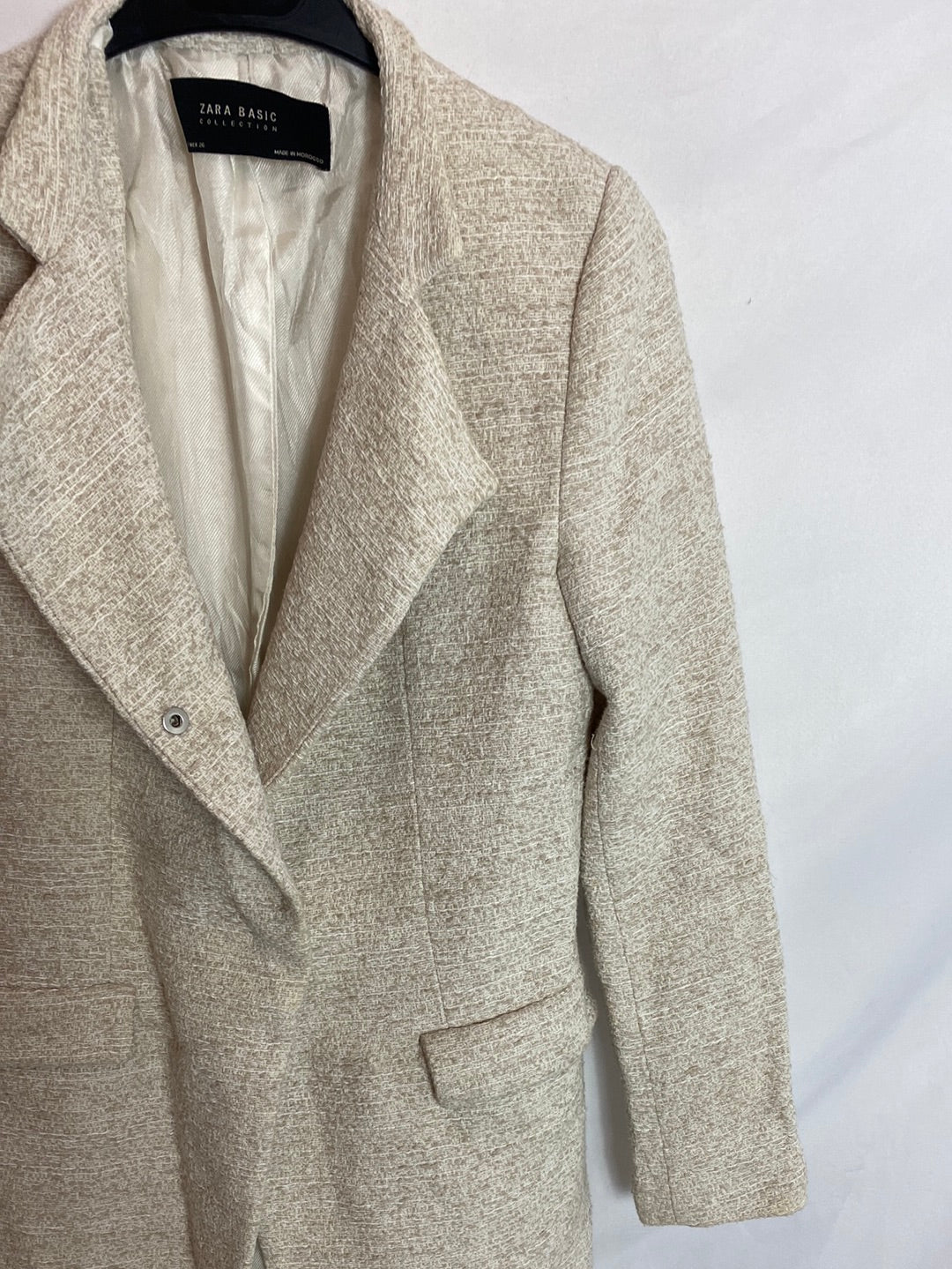 ZARA. Abrigo beige tweed. T.S